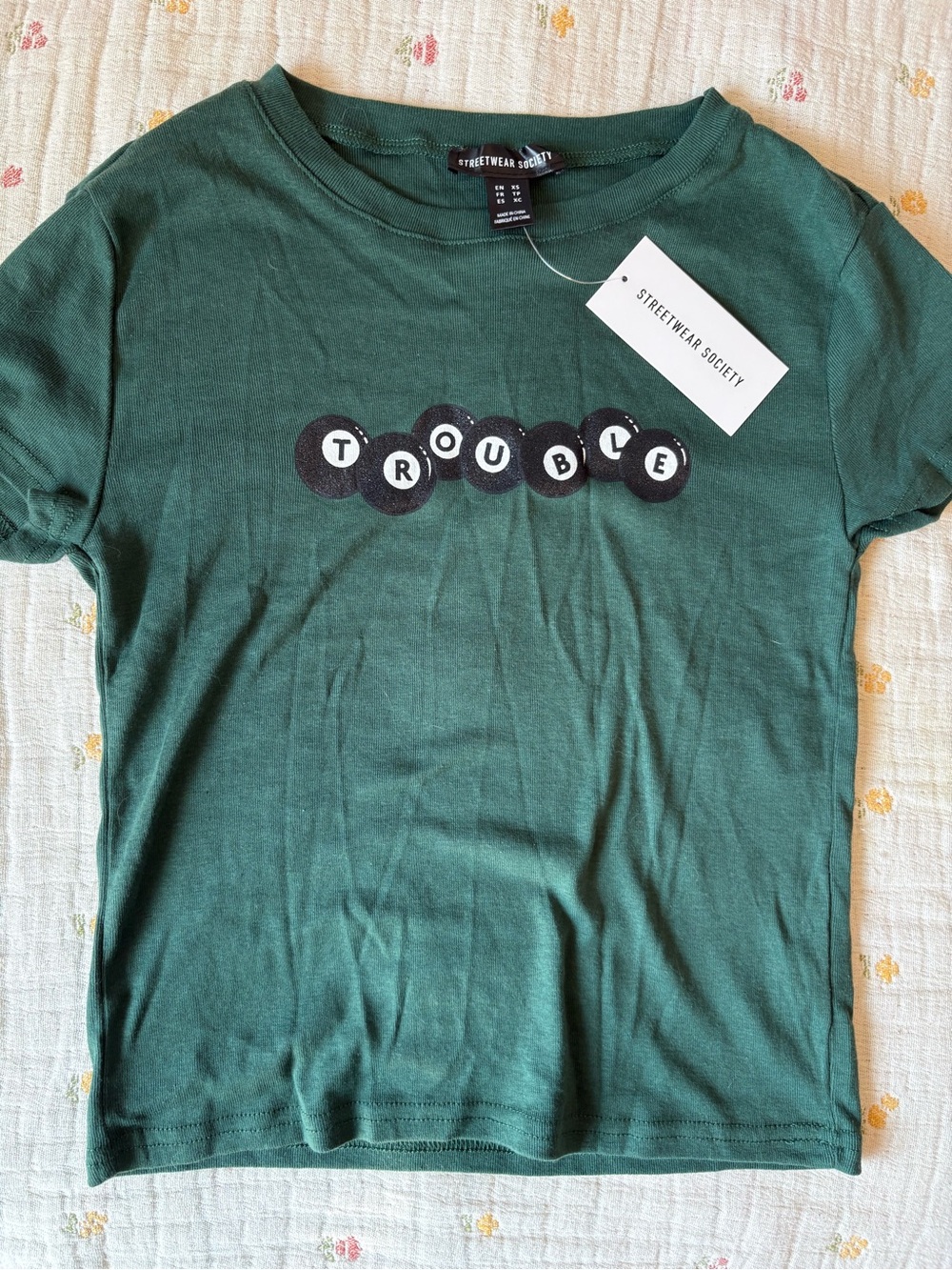 Streetwear Society Forest Green 'Trouble' Graphic Short Sleeve Tee